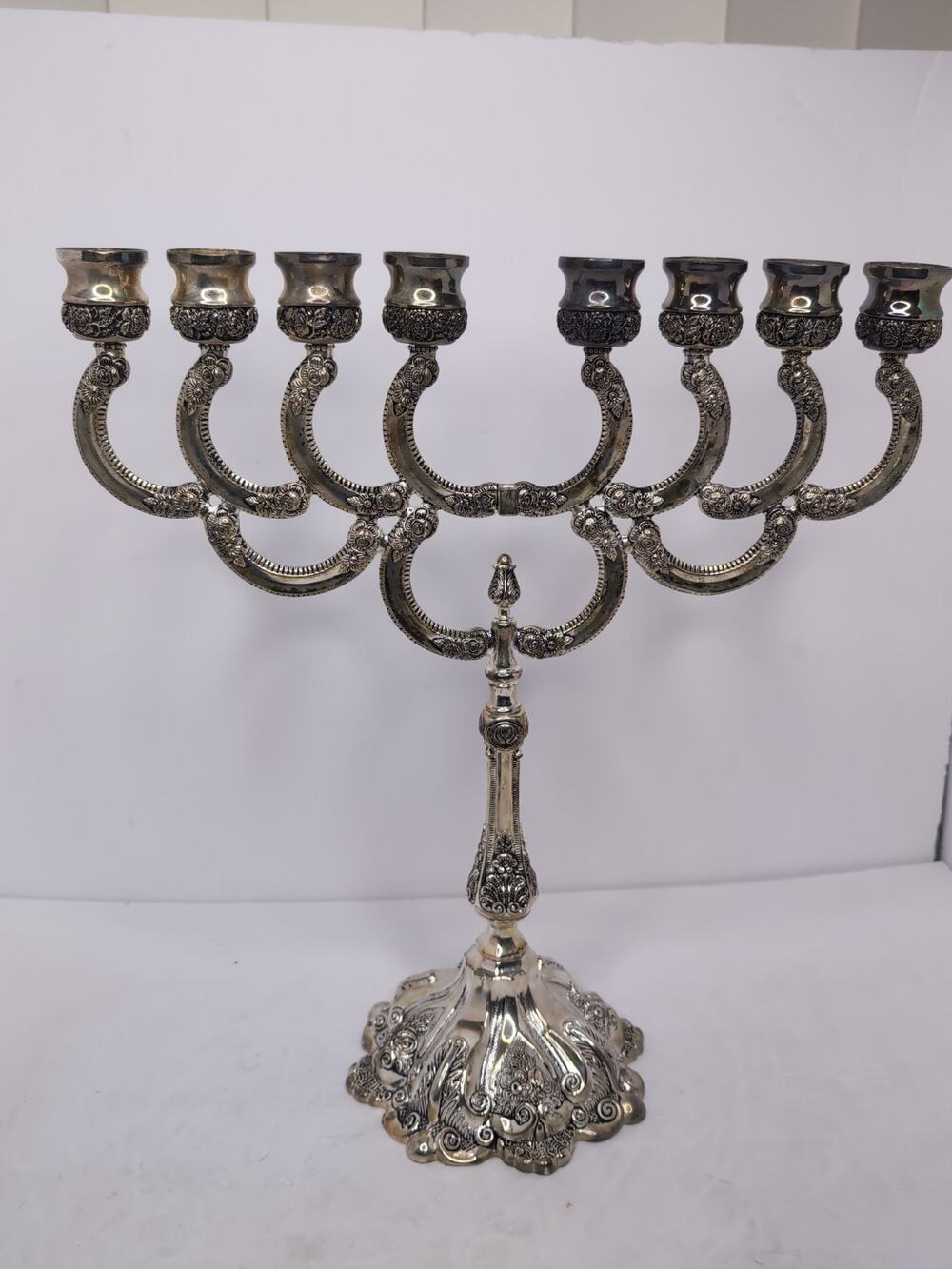 Vintage Karshi Jerusalem Silverplate 8-Light Ornate Candelabrum